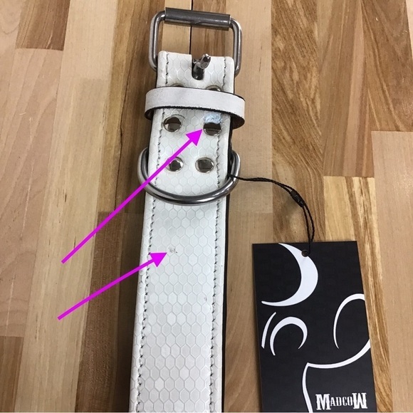 Madcow Ecru black genuine leather contemporary country vibe dog collar handmade - Picture 14 of 15